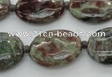 CGA72 15.5 inches 18*25mm oval red green garnet gemstone beads