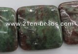 CGA83 15.5 inches 30*30mm square red green garnet gemstone beads