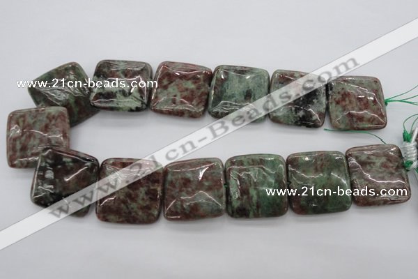 CGA83 15.5 inches 30*30mm square red green garnet gemstone beads