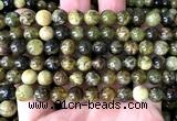 CGA862 15 inches 8mm round green garnet beads wholesale