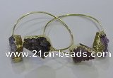 CGB1028 15*20mm - 20*25mm freeform druzy amethyst bangles