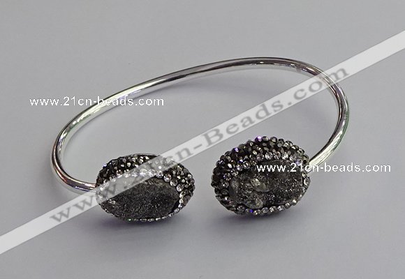 CGB2021 16*20mm freeform plated druzy agate bangles wholesale