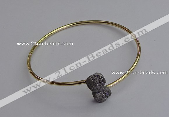 CGB2040 10mm coin plated druzy agate gemstone bangles wholesale