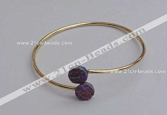 CGB2043 10mm coin plated druzy agate gemstone bangles wholesale