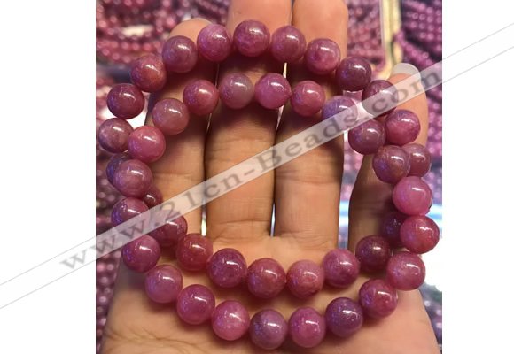 CGB2503 7.5 inches 9mm round ruby gemstone beaded bracelets