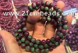 CGB2519 7.5 inches 8mm round ruby zoisite beaded bracelets