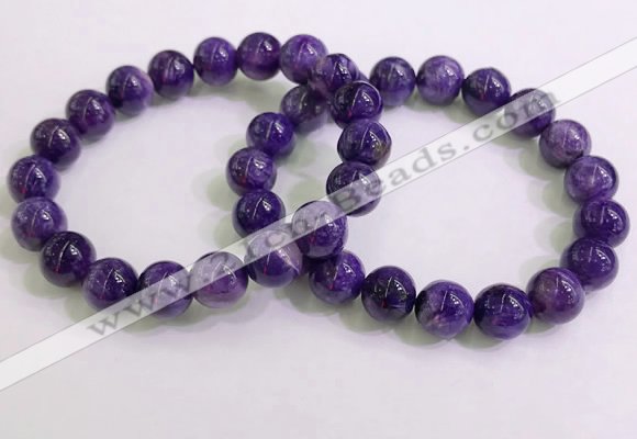 CGB2553 7.5 inches 10mm round charoite gemstone beaded bracelets