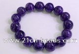 CGB2565 7.5 inches 14mm round charoite gemstone beaded bracelets