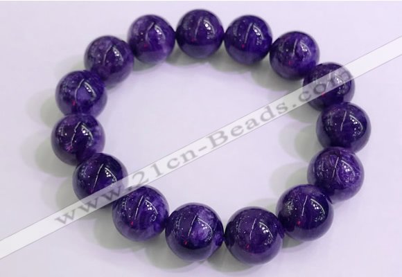 CGB2565 7.5 inches 14mm round charoite gemstone beaded bracelets