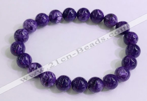 CGB2571 7.5 inches 9mm round charoite gemstone beaded bracelets