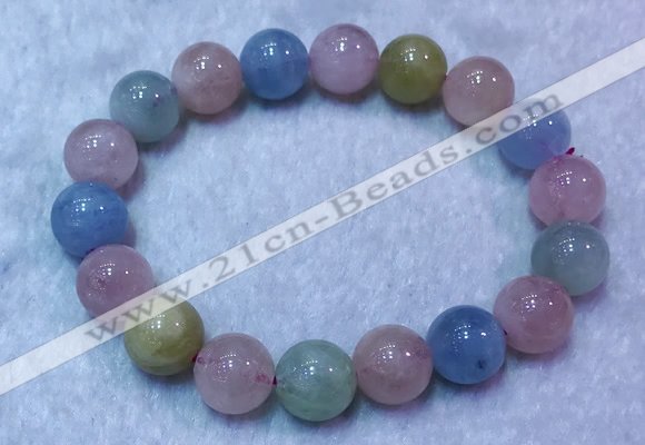 CGB2631 7.5 inches 11mm round natural morganite beaded bracelets