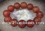 CGB3001 7.5 inches 19mm - 20mm carved round red agate bracelet