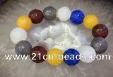 CGB3003 7.5 inches 16mm carved round mixed agate bracelet wholesale