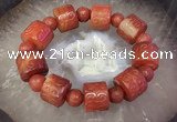 CGB3017 7.5 inches 15*19mm carved tube agate bracelet wholesale