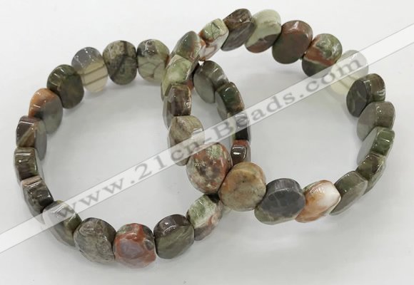 CGB3284 7.5 inches 10*15mm faceted oval rainforest agate bracelets