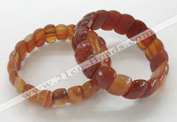 CGB3298 7.5 inches 10*20mm faceted oval red agate bracelets