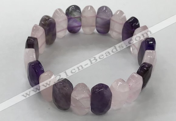 CGB3312 7.5 inches 10*20mm faceted oval mixed quartz bracelets