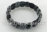 CGB3386 7.5 inches 10*15mm oval snowflake obsidian bracelets