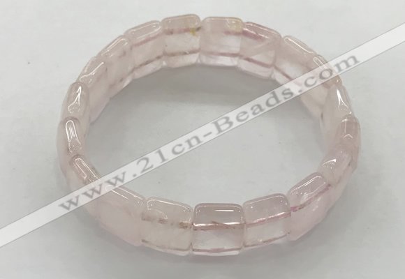 CGB3421 7.5 inches 12*15mm faceted rectangle rose quartz bracelets