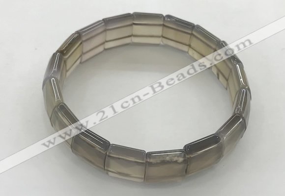 CGB3425 7.5 inches 12*15mm faceted rectangle grey agate bracelets