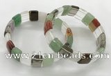 CGB3427 7.5 inches 12*15mm faceted rectangle mixed gemstone bracelets