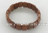 CGB3430 7.5 inches 12*15mm faceted rectangle goldstone bracelets