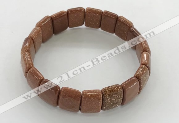 CGB3430 7.5 inches 12*15mm faceted rectangle goldstone bracelets