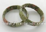 CGB3432 7.5 inches 12*15mm faceted rectangle unakite bracelets