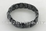 CGB3437 7.5 inches 12*15mm faceted rectangle snowflake obsidian bracelets