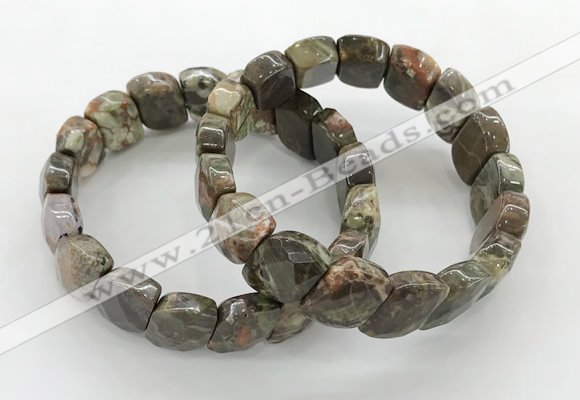 CGB3444 7.5 inches 10*15mm faceted marquise rainforest agate bracelets