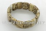 CGB3482 7.5 inches 15*20mm faceted rectangle picture jasper bracelets