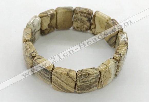 CGB3482 7.5 inches 15*20mm faceted rectangle picture jasper bracelets