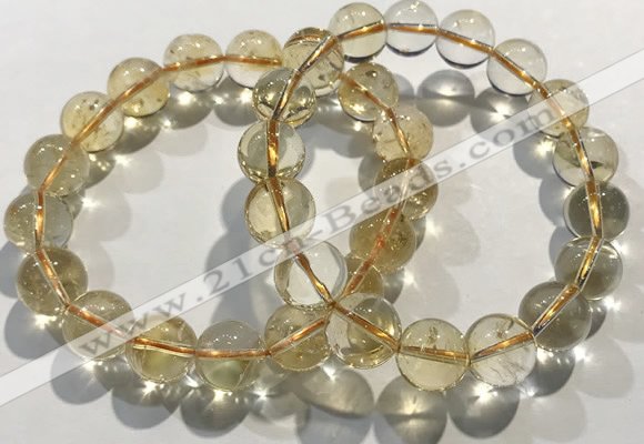 CGB4031 7.5 inches 10mm round citrine beaded bracelets wholesale