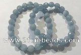 CGB4037 7.5 inches 8mm faceted round aquamarine beaded bracelets