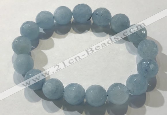 CGB4038 7.5 inches 11mm faceted round aquamarine beaded bracelets