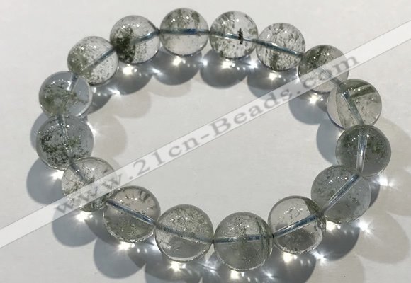 CGB4045 7.5 inches 12mm round green phantom quartz beaded bracelets