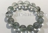 CGB4048 7.5 inches 15mm round green phantom quartz beaded bracelets