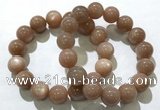 CGB4063 7.5 inches 14mm round sunstone beaded bracelets