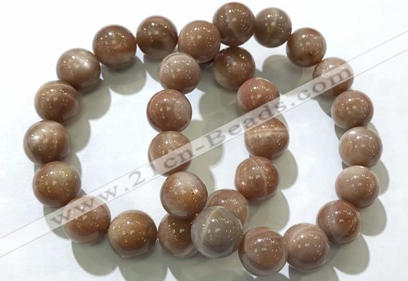CGB4069 7.5 inches 14mm round sunstone beaded bracelets