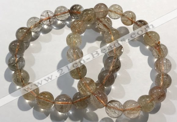 CGB4079 7.5 inches 10mm round golden rutilated quartz beaded bracelets