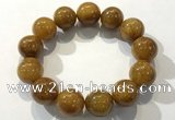 CGB4090 7.5 inches 18mm round golden rutilated quartz beaded bracelets
