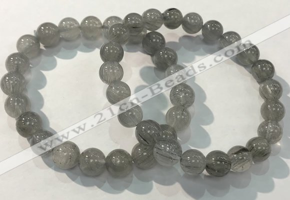 CGB4103 7.5 inches 9mm round rutilated quartz beaded bracelets