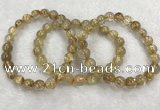 CGB4115 7.5 inches 8mm - 9mm round golden rutilated quartz beaded bracelets