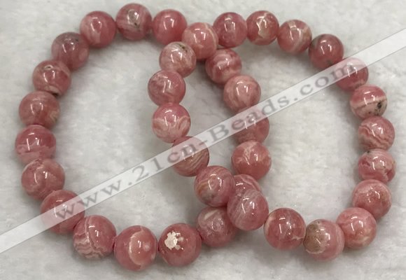 CGB4119 7.5 inches 9.5mm - 10mm round rhodochrosite beaded bracelets