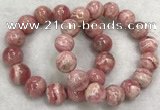 CGB4120 7.5 inches 13.5mm - 14.5mm round rhodochrosite beaded bracelets