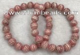 CGB4124 7.5 inches 9.5mm - 10mm round rhodochrosite beaded bracelets