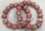 CGB4126 7.5 inches 13mm - 14mm round rhodochrosite beaded bracelets