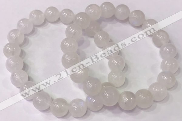 CGB4502 7.5 inches 10mm - 11mm round white moonstone beaded bracelets