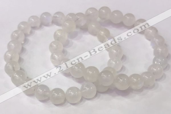 CGB4506 7.5 inches 9mm round white moonstone beaded bracelets