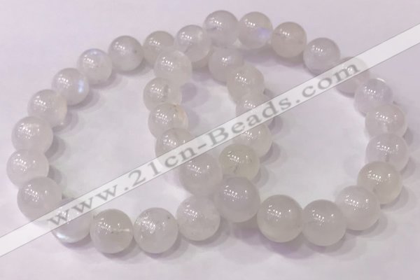 CGB4507 7.5 inches 10mm - 11mm round white moonstone beaded bracelets